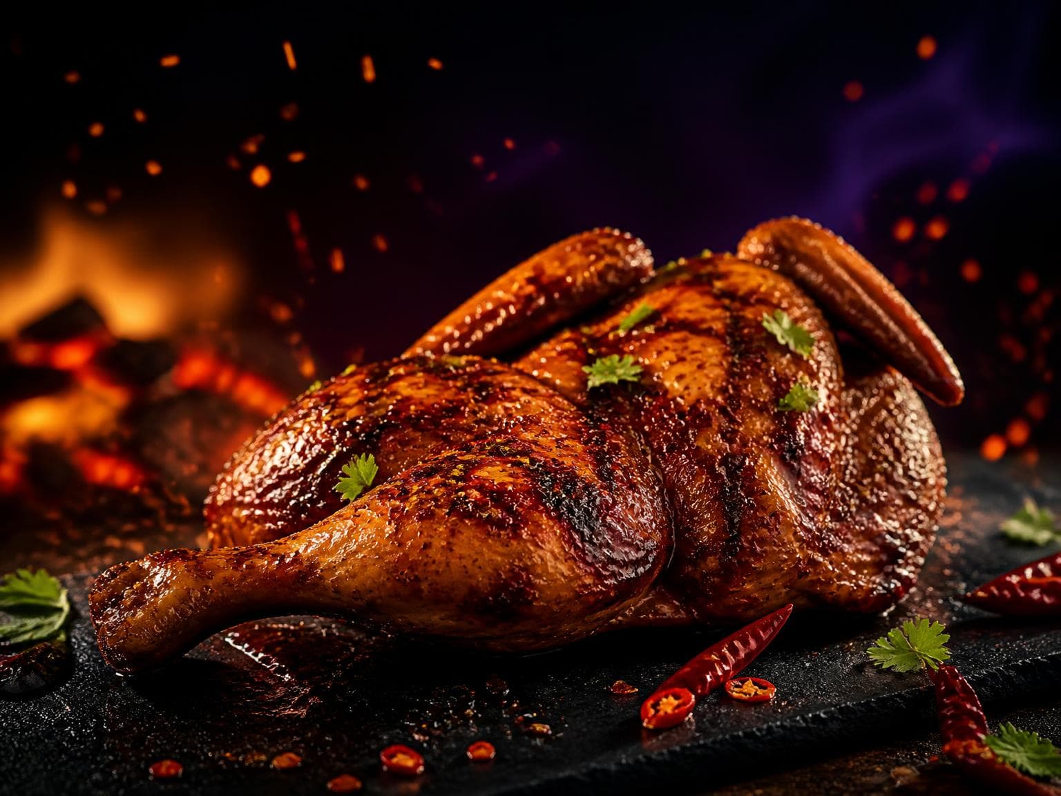 Flame-grilled peri peri chicken