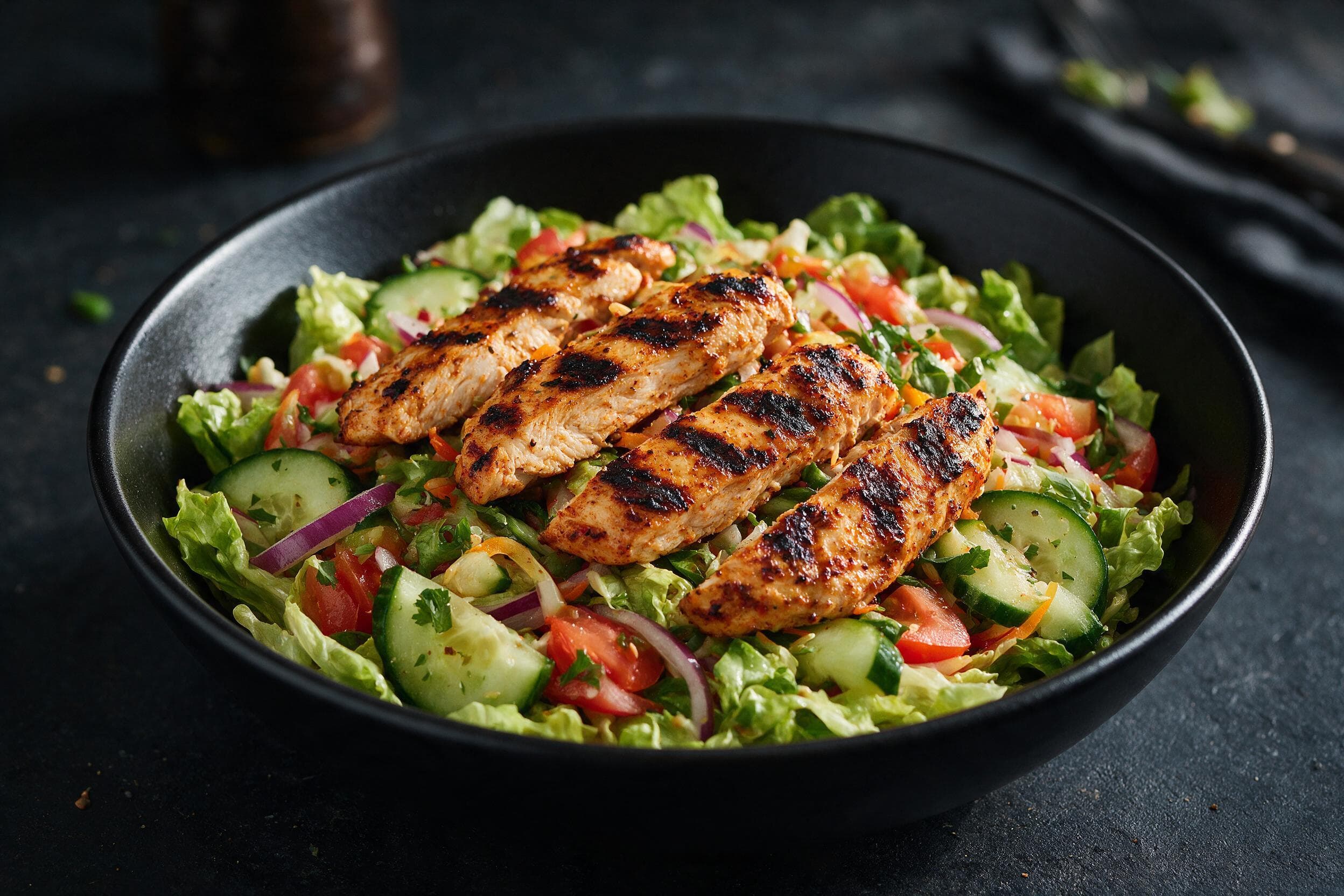 Salad With Fire Grill Strips